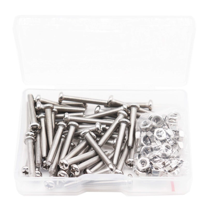 cSeao 40-Pack M3 x 25mm Pan Head Phillips Drive Machine Screws Hex Nuts Set 304 Stainless Steel - Image 2